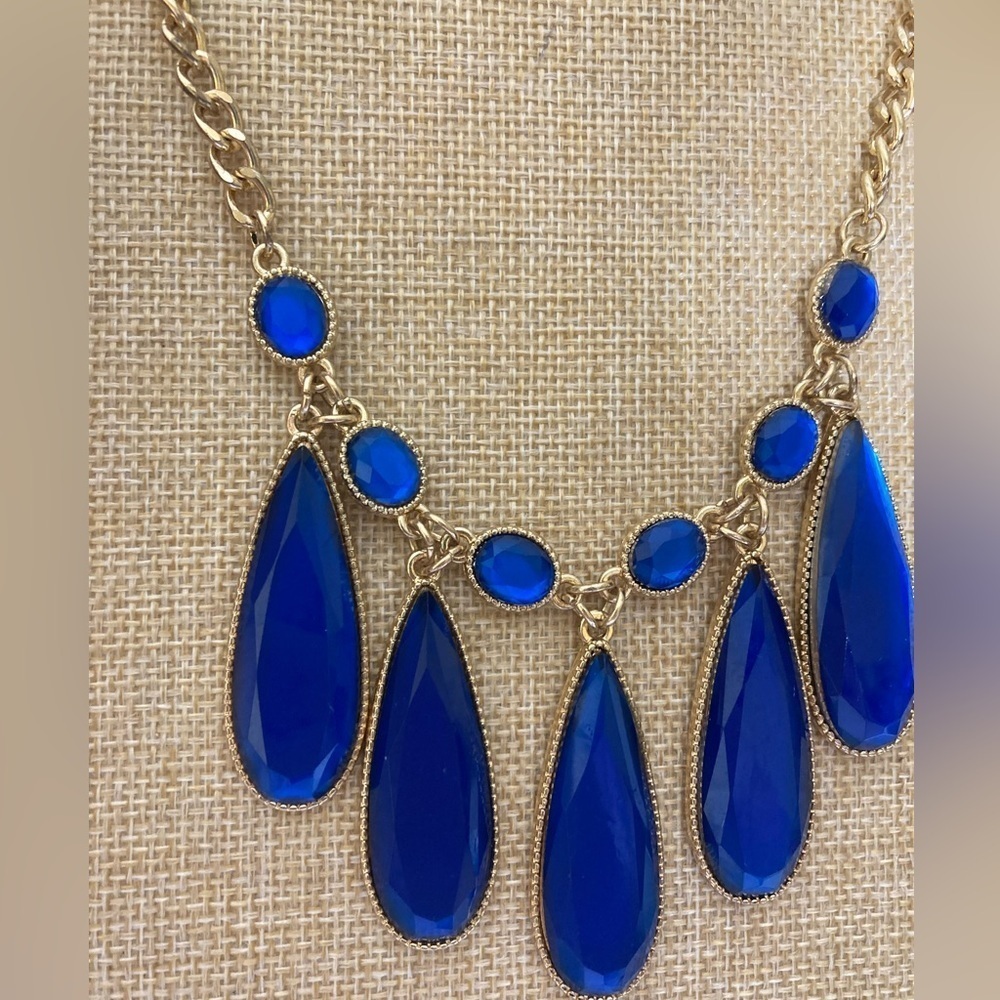 Royal Blue Statement Bib Necklace‎